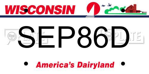 SEP86D Wisconsin License Plate