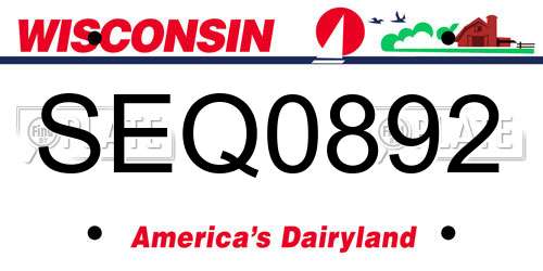 SEQ0892 Wisconsin License Plate