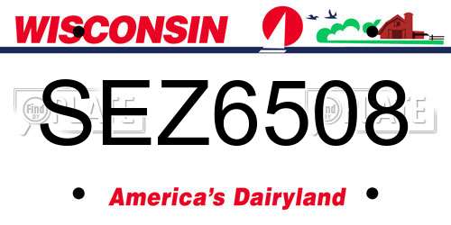 SEZ6508 Wisconsin License Plate