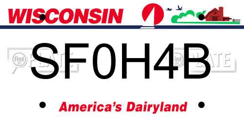 SF0H4B Wisconsin License Plate