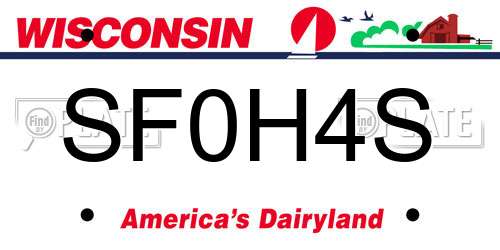 SF0H4S Wisconsin License Plate