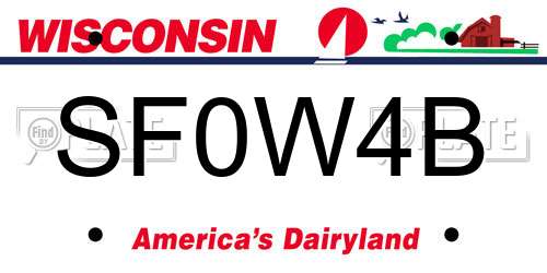 SF0W4B Wisconsin License Plate