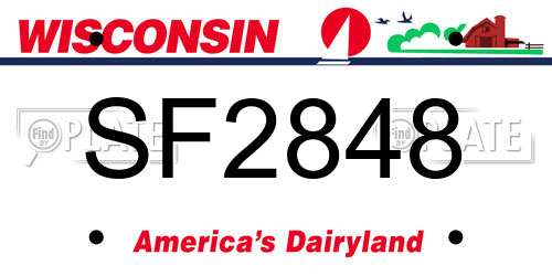 SF2848 Wisconsin License Plate