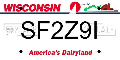 SF2Z9I Wisconsin License Plate