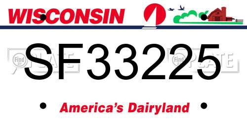 SF33225 Wisconsin License Plate