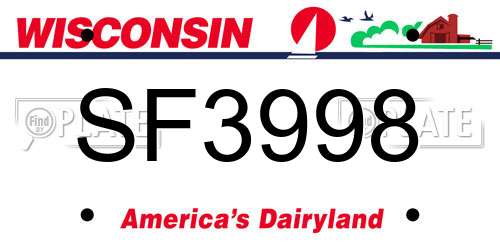 SF3998 Wisconsin License Plate