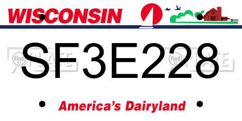 SF3E228 Wisconsin License Plate