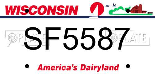 SF5587 Wisconsin License Plate