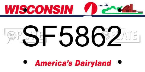 SF5862 Wisconsin License Plate