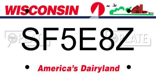 SF5E8Z Wisconsin License Plate