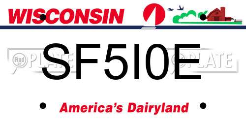 SF5I0E Wisconsin License Plate