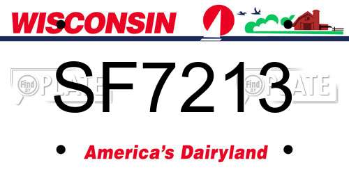 SF7213 Wisconsin License Plate