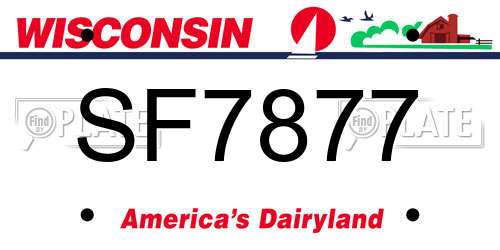 SF7877 Wisconsin License Plate