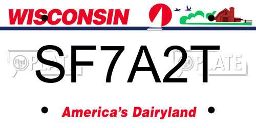 SF7A2T Wisconsin License Plate