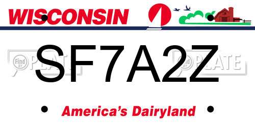 SF7A2Z Wisconsin License Plate