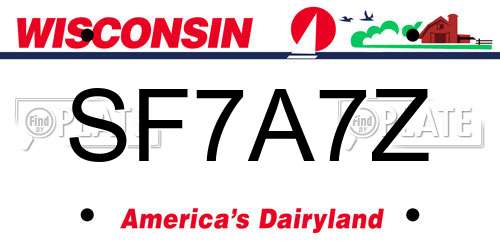 SF7A7Z Wisconsin License Plate