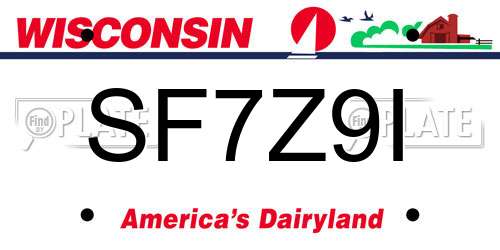 SF7Z9I Wisconsin License Plate