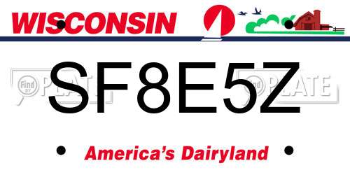 SF8E5Z Wisconsin License Plate