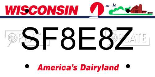 SF8E8Z Wisconsin License Plate