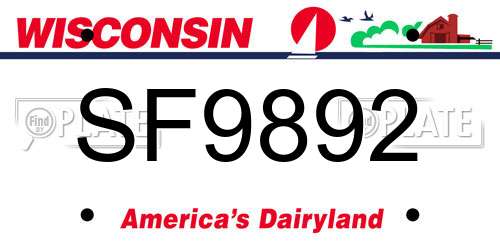 SF9892 Wisconsin License Plate