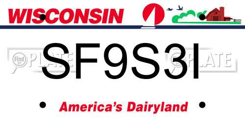 SF9S3I Wisconsin License Plate