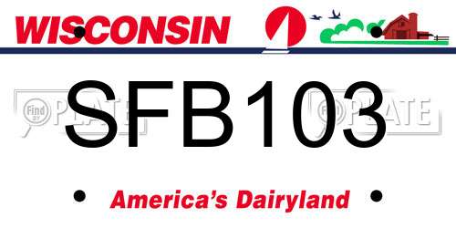 SFB103 Wisconsin License Plate