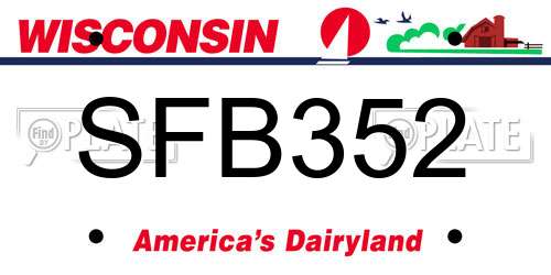 SFB352 Wisconsin License Plate