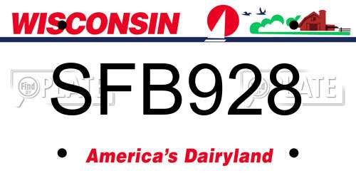 SFB928 Wisconsin License Plate