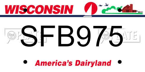 SFB975 Wisconsin License Plate