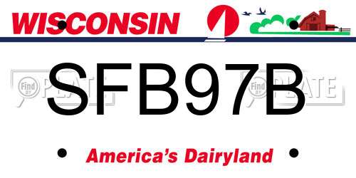 SFB97B Wisconsin License Plate
