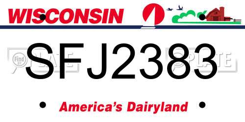 SFJ2383 Wisconsin License Plate