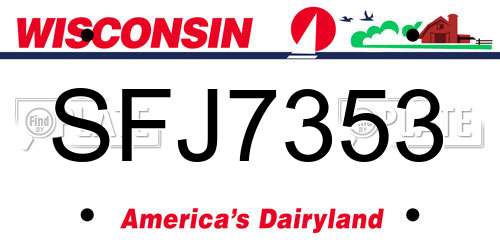 SFJ7353 Wisconsin License Plate
