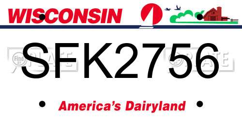 SFK2756 Wisconsin License Plate