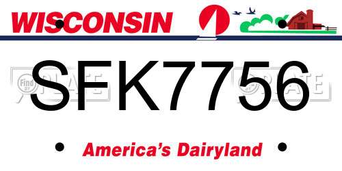 SFK7756 Wisconsin License Plate