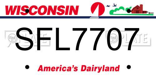 SFL7707 Wisconsin License Plate