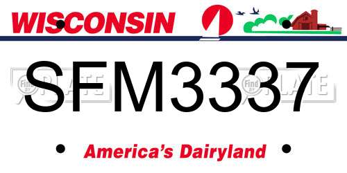 SFM3337 Wisconsin License Plate