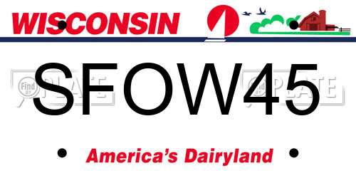 SFOW45 Wisconsin License Plate