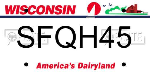 SFQH45 Wisconsin License Plate