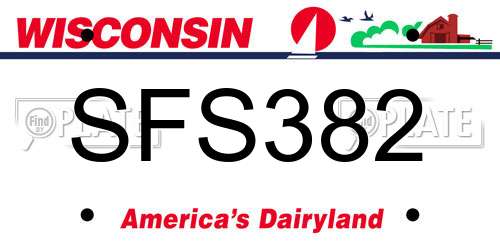 SFS382 Wisconsin License Plate