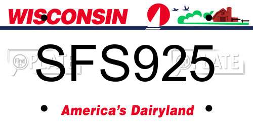 SFS925 Wisconsin License Plate
