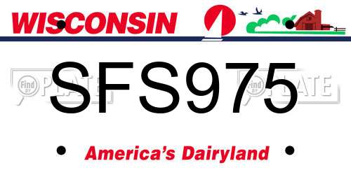 SFS975 Wisconsin License Plate