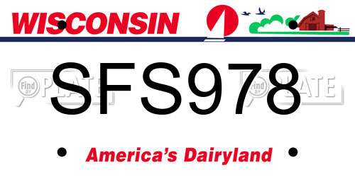 SFS978 Wisconsin License Plate
