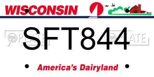 SFT844 Wisconsin License Plate