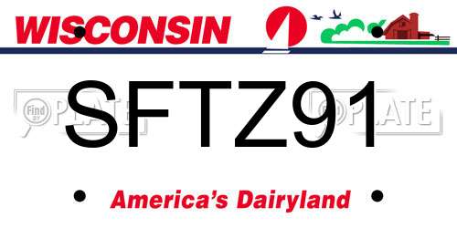SFTZ91 Wisconsin License Plate