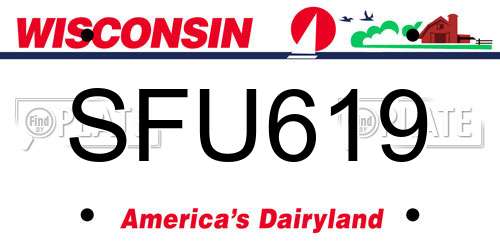 SFU619 Wisconsin License Plate