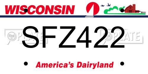SFZ422 Wisconsin License Plate