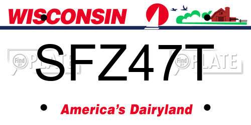 SFZ47T Wisconsin License Plate