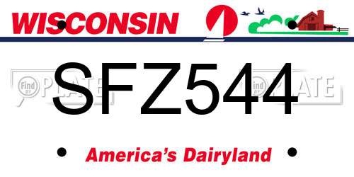 SFZ544 Wisconsin License Plate