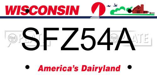 SFZ54A Wisconsin License Plate