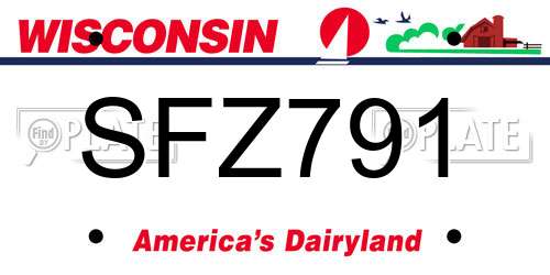 SFZ791 Wisconsin License Plate